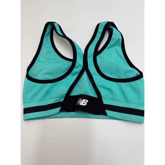 New Balance · Medium · Seamless Ribbed Sports Bra · Racerback · Turquoise Black - Picture 4 of 5